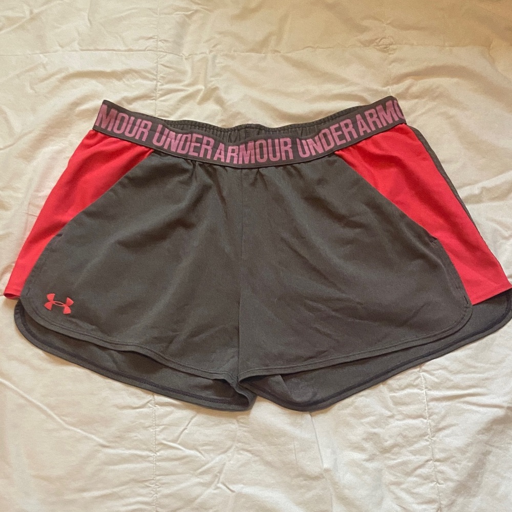 Under Armour Women's Gray and Pink Athletic Shorts